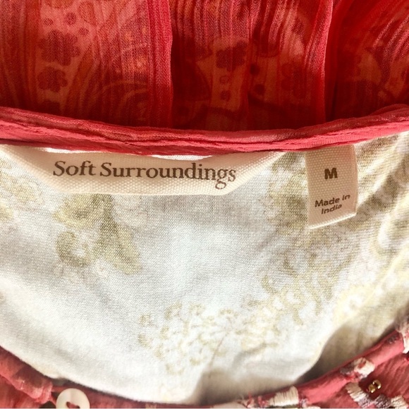 Soft Surroundings Tannon Embroidered Beaded Blouse Size Medium - Picture 8 of 9